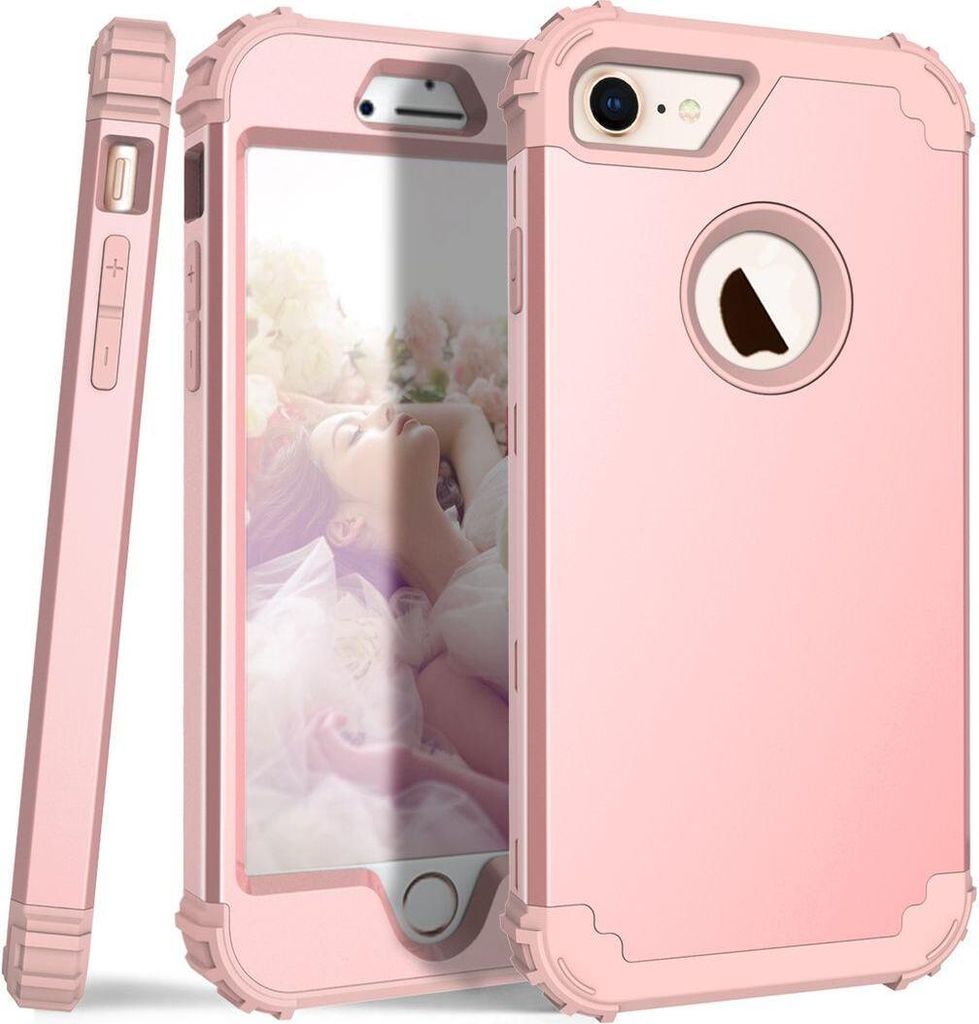 iPhone 8 Hülle, LaimTop Heavy Duty 3 in 1 Hybrid Hart PC Flexibel TPU Silikon Stossfest Kratzfest Tasche Schutzhülle für iPhone 7 / iPhone 8 Ros...