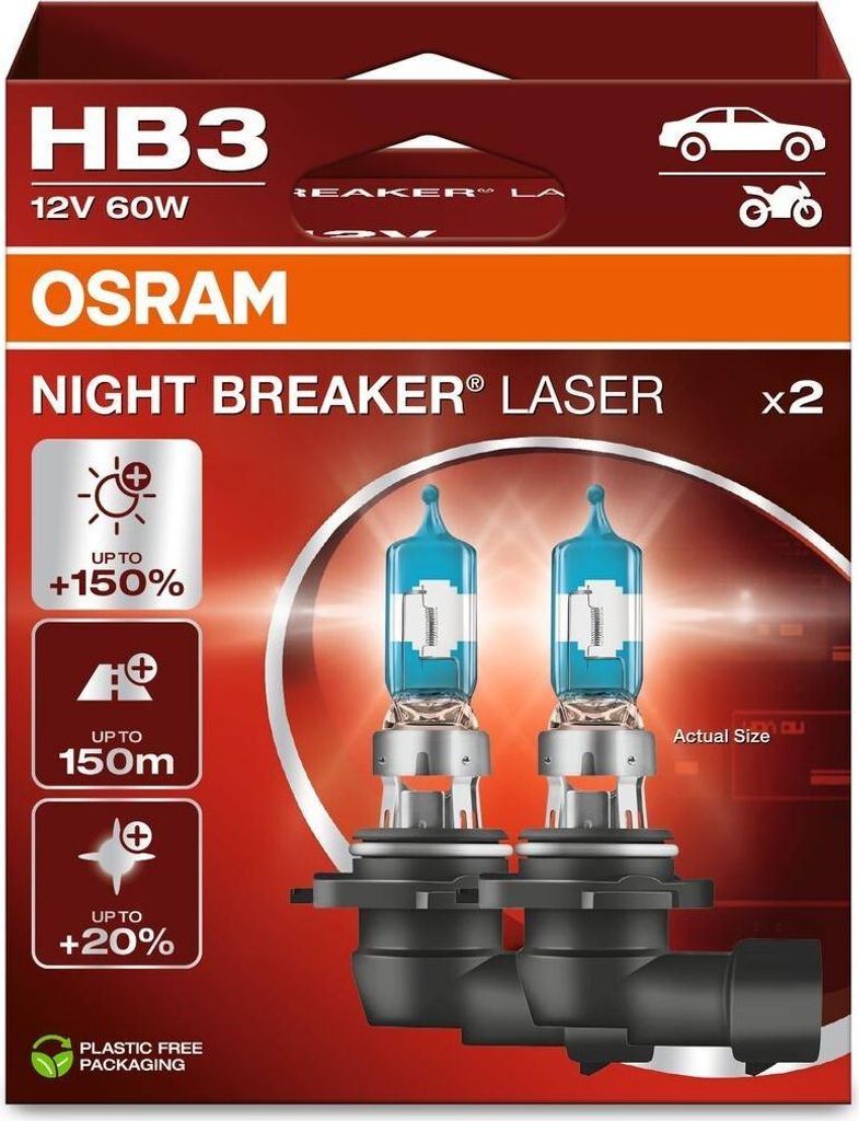 OSRAM NIGHT BREAKER LASER HB3 P20d 12 V/60 W (2er Box) Image du produit 