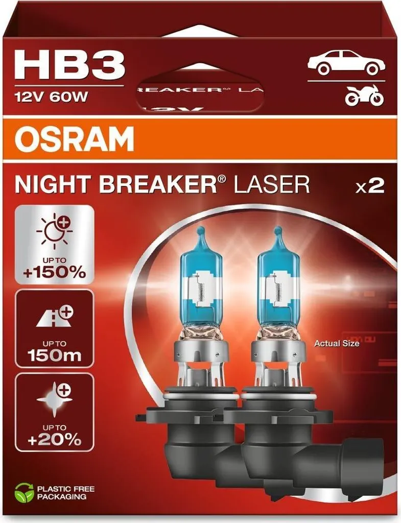 OSRAM NIGHT BREAKER LASER HB3 P20d 12 V/60 W (2er Box)