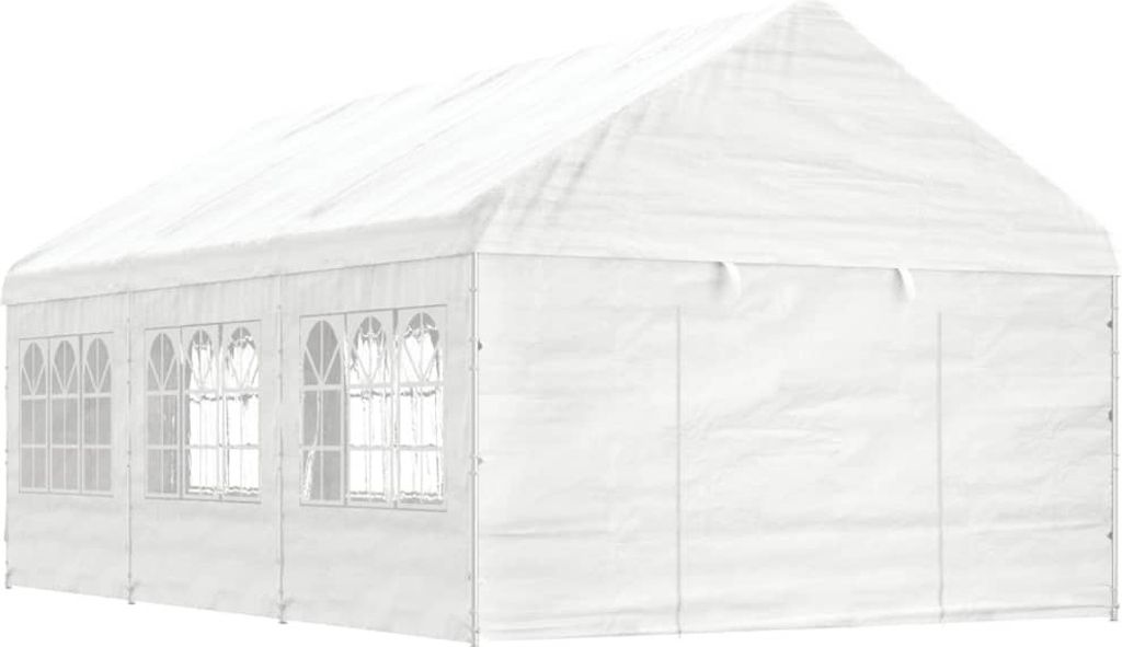 Pavillon mit Dach Weiß 6,69 x 4,08 x 3,22 m Polyethylen
