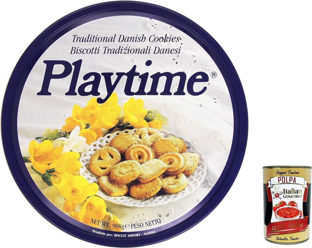 Playtime biscotti danesii Danish Cookies Dänische Buttercookies 908g + Italian Gourmet polpa 400g