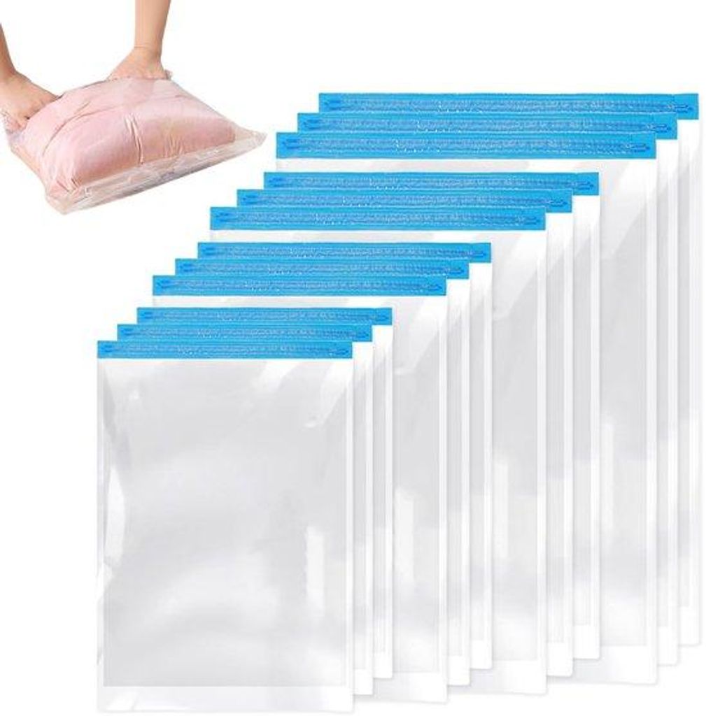 Reiscompressiezakken 10-pack, herbruikbaar, voor kleding, koffer en rugzak