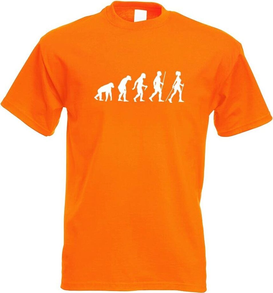 Kiwistar - T-Shirt - orange - Nordic Walking Evolution Motiv Bedruckt Funshirt Design Print - mit Motiv Bedruckt - Funshirt Design - Sport - Freize...
