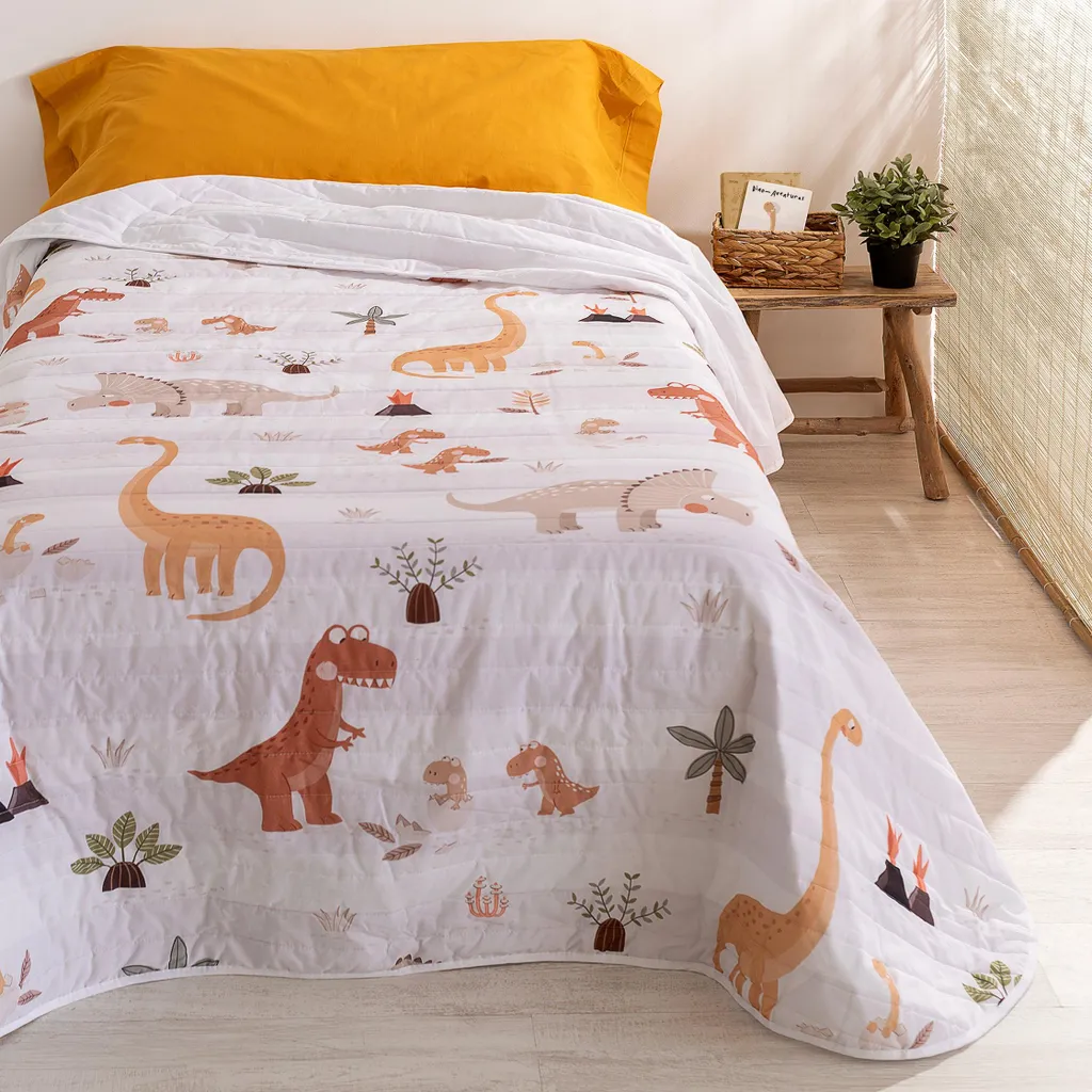 Copriletto Dino 180x260 in Cotone 100%: Morbida Trapunta per Bambini