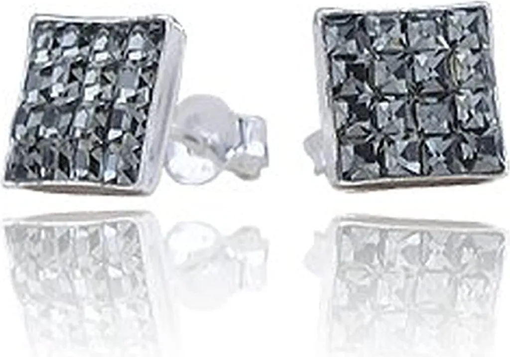 Orecchini Unisex Argento 925 e Cristallo Nero 8mm | Black Diamond Style