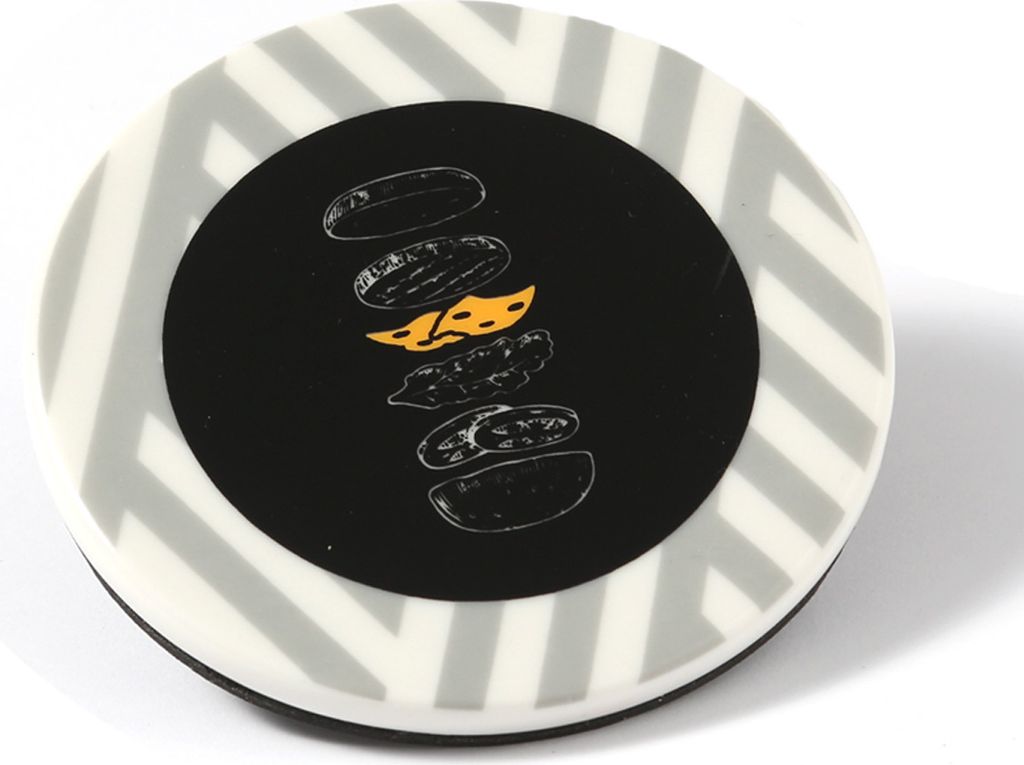 Untersetzer aus Keramik mit BURGER Aufschrift - D: 9cm - rund