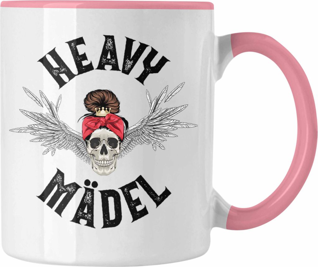 Trendation - Heavy Metal Mädel Geschenk Frauen Tasse Death Metal Becher Metalfal Rocker Biker Geschenkidee (Rosa)