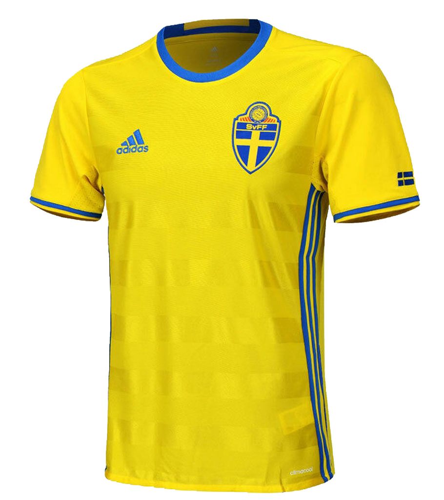 adidas Performance Svenska Fotbollförbundet Home Fußball-T-Shirt modisches Herren Sport-Shirt mit Climacool Gelb / Blau, Größe:XXXL