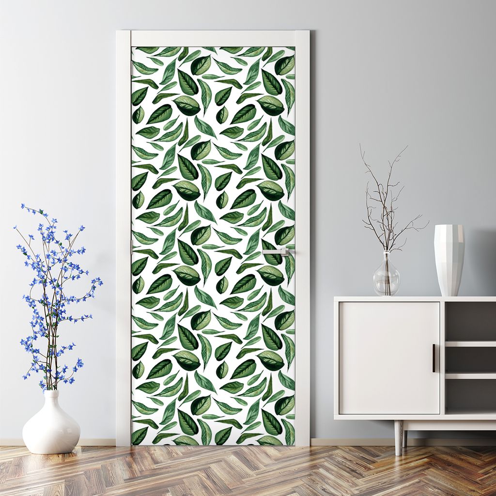 Dekorative Aufkleber selbstklebend Abnehmbarer Türposter Klebefolie Blätter aus Garten 85 x 200 cm
