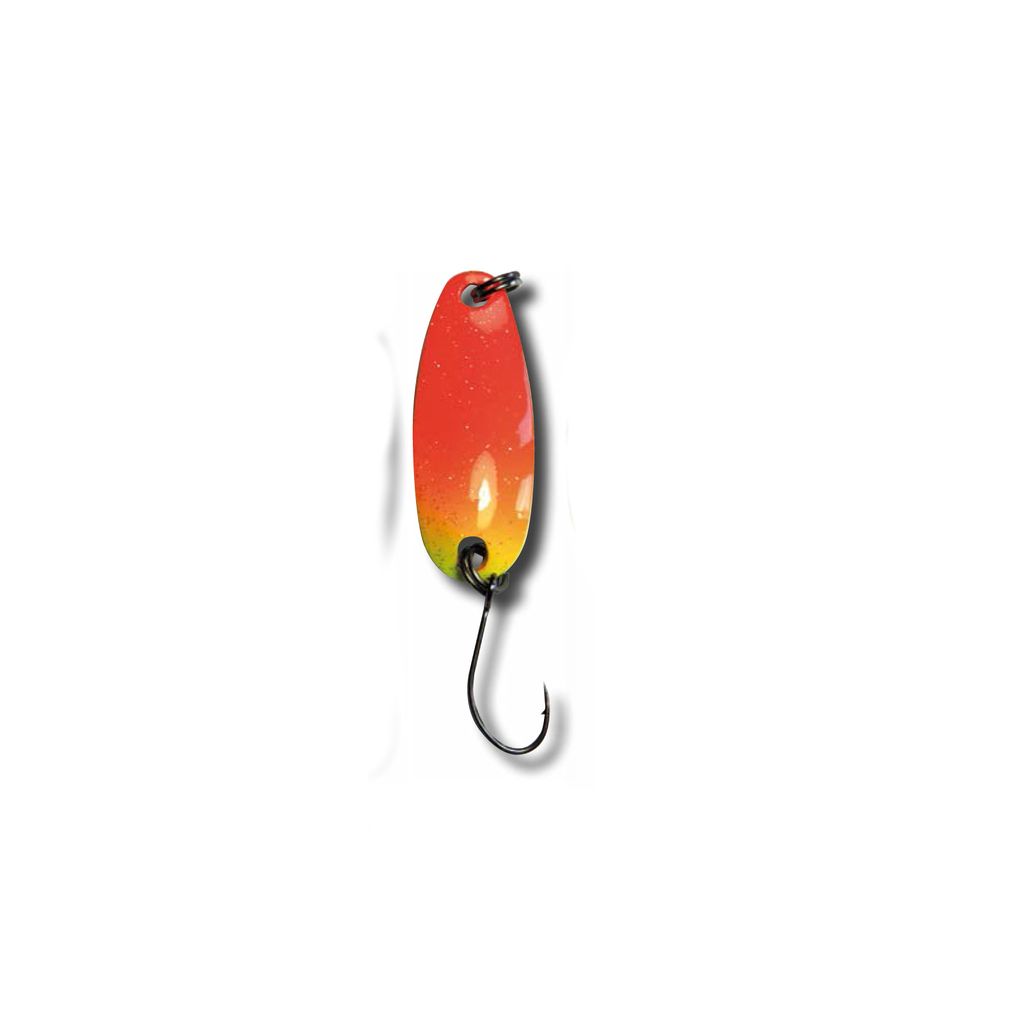 Behr L-Spoon Forellenblinker mit Einzelhaken Rot-Gelb-Glitter