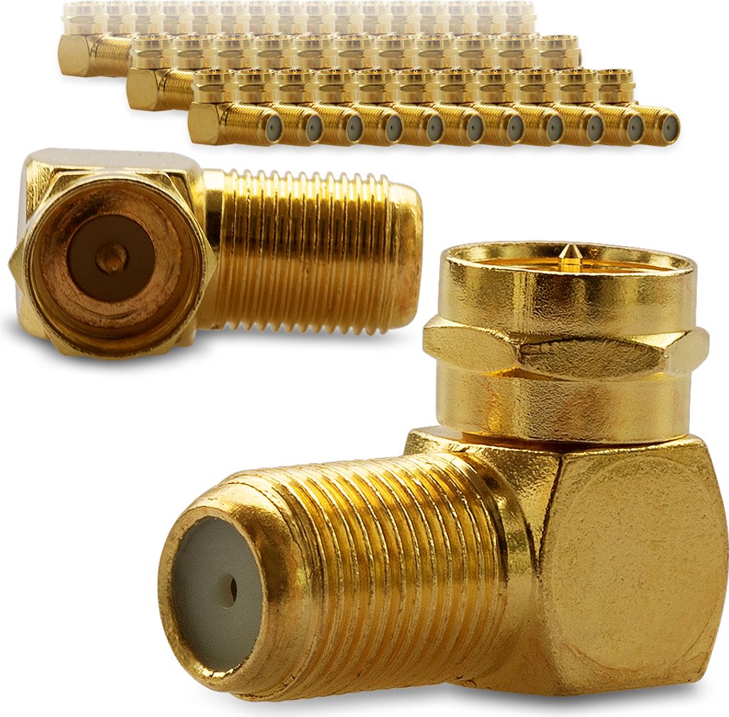 SAT F-Stecker Winkel Stecker 40x Adapter 90° Winkelstecker HD F-Buchse vergoldet