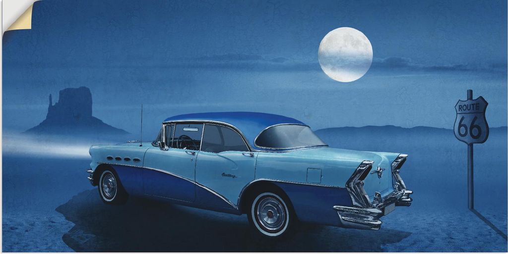 ARTland Wandbild, selbstklebend Blaue Nacht auf der Route 66 Größe: 60x30 cm
