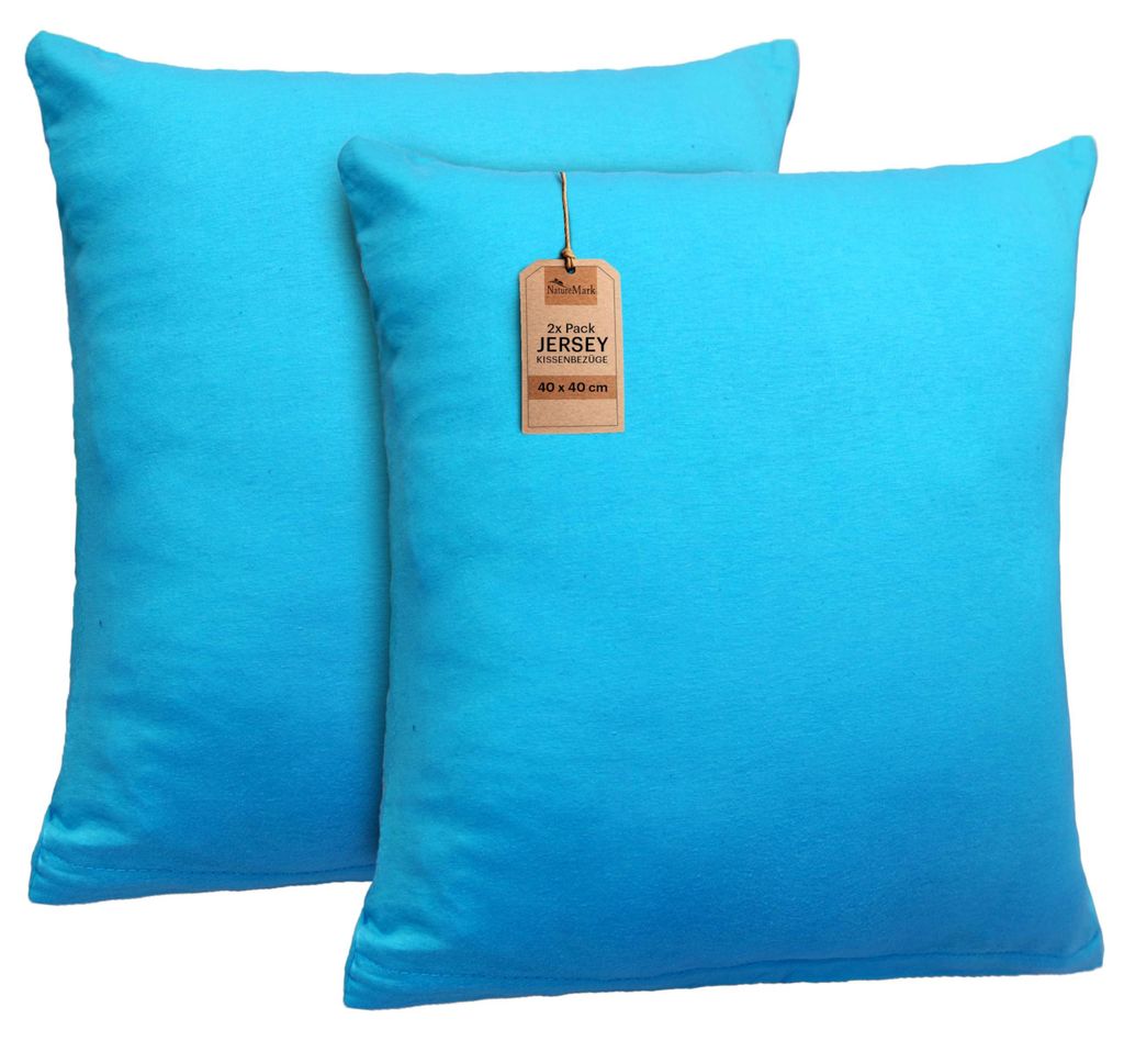 set di 2 copricuscini 100% cotone 40x40 cm turchese Immagine del prodotto 