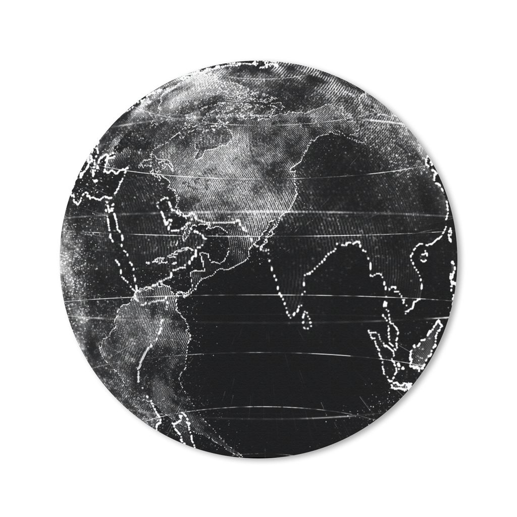 MuchoWow Mauspad Mousepad Erde - Linie - Schwarz - Weiß 40x40 cm - Mousepads - Maus Mat - Pad - Mausunterlage - Schreibtisch Accessoires