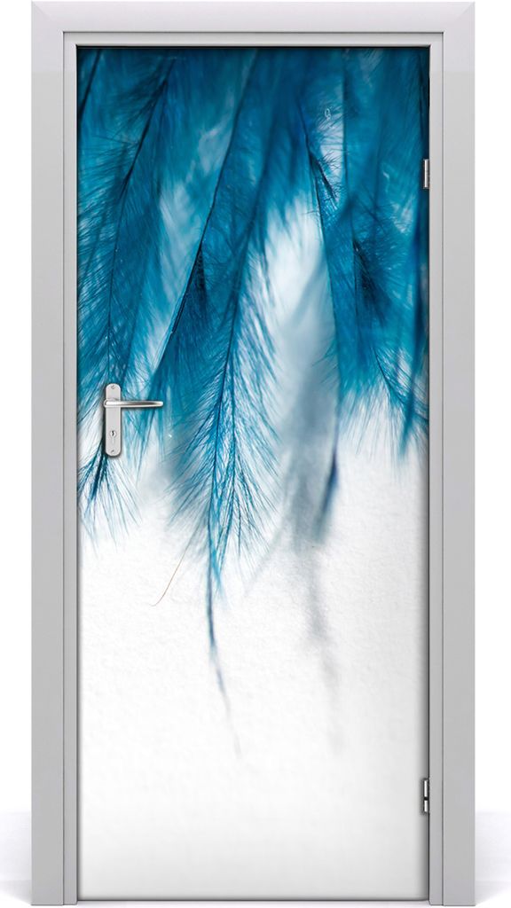 Tulup Türaufkleber 85x205 cm Dekorative Aufkleber Selbstklebend Wasserdichte Tapete Abnehmbar Schlafzimmer Wohnzimmer Wohnkultur - blaue Federn