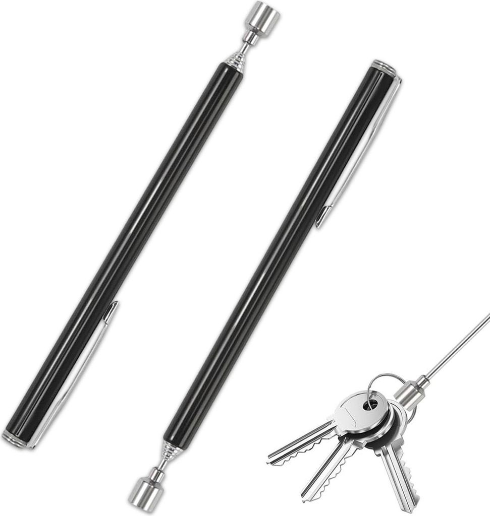 Teleskop-Magnetgreifer, 2 Stück, tragbares, flexibles Greifwerkzeug, langlebiger Teleskop-Magnetsammler mit Taschenclip, Picker für Kleinteile, S...
