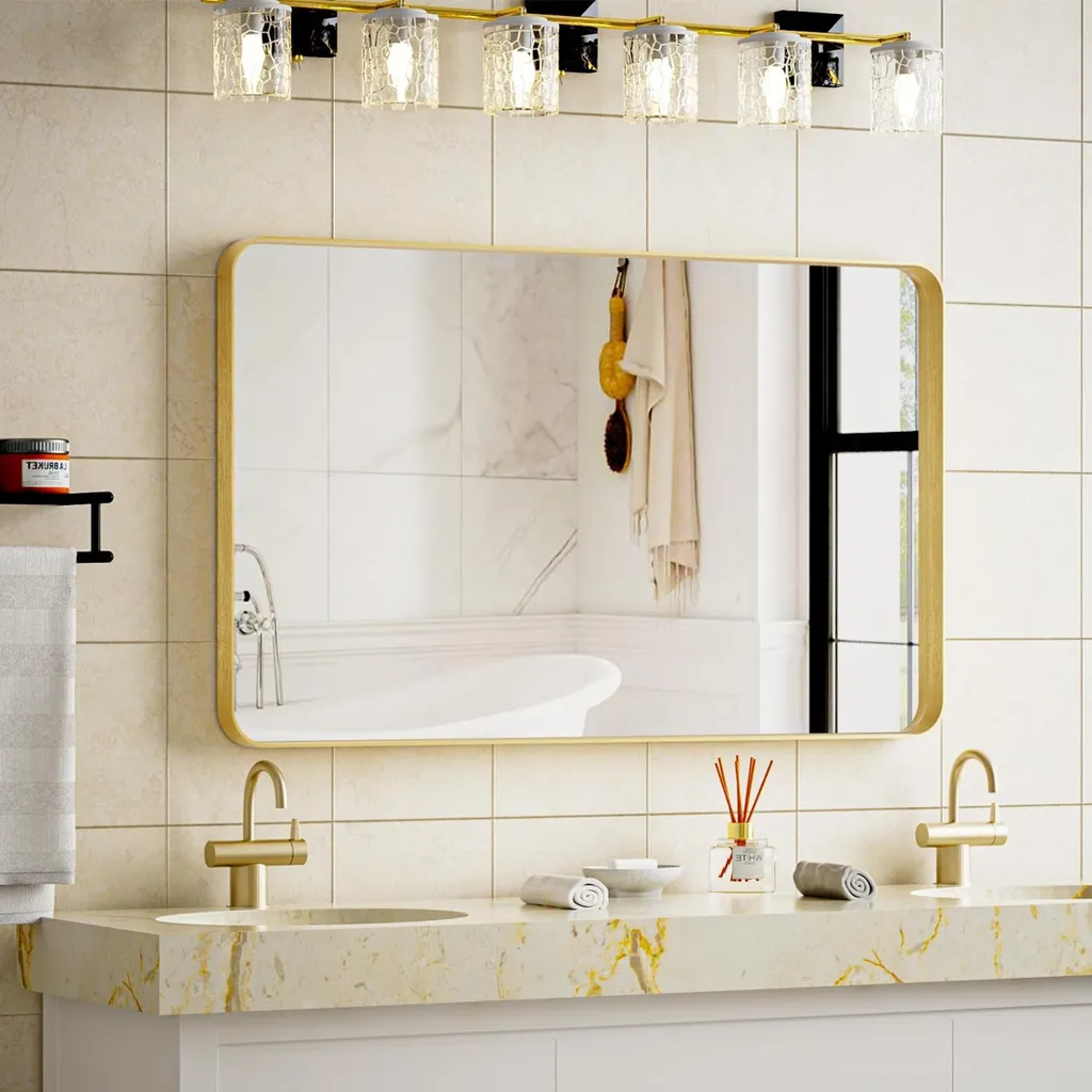 Specchio Bagno Alluminio Oro 75x55 cm | Vetro HD Antiscoppio Reversibile