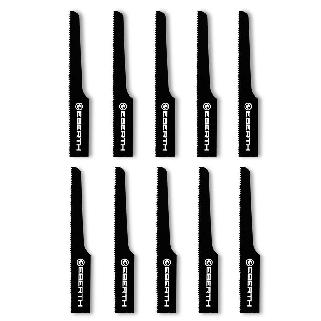 EBERTH 10x Stichsägeblatt T24 (10 Stück), Gesamtlänge 95 mm, Ersatzteil Stichsägeblätter für Druckluft-Karosseriesäge EBERTH IW8-P38