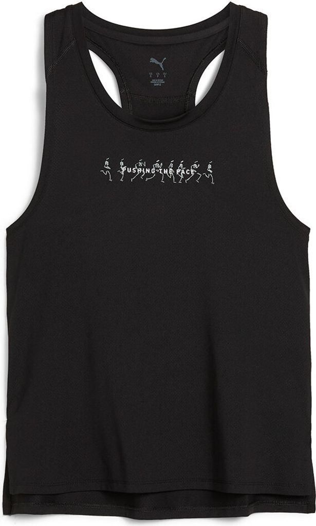 Puma Run Graphic Mesh ärmelloses T-shirt Schwarz L Frau Schwarz L