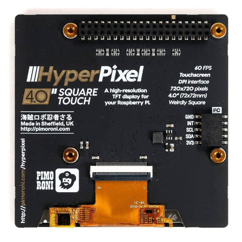 Écran Raspberry Pi sans Latence HyperPixel 4.0 Square Haute Définition