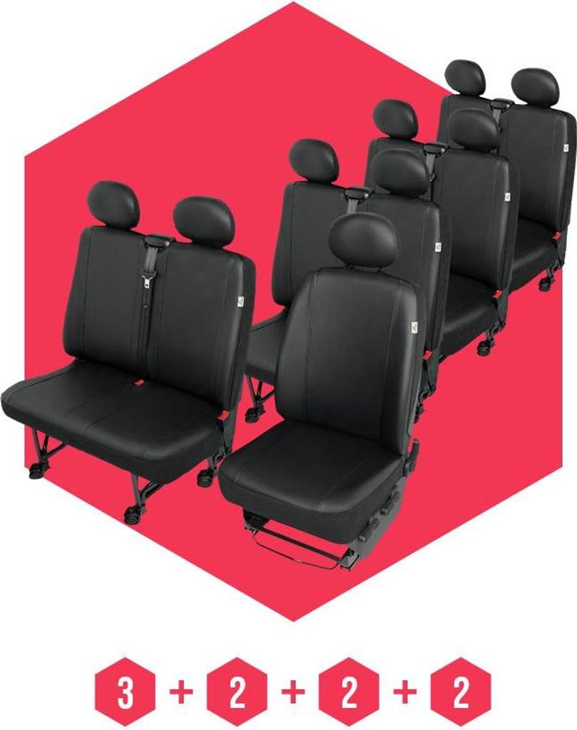 Sitzbezüge für VW T6 (15-) 9 Sitze SET Autositzbezüge Schonbezüge
