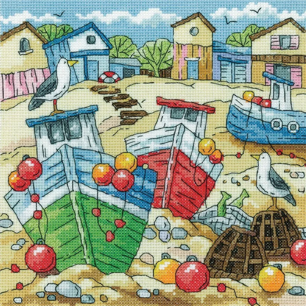 Offerta Set Punto Croce Heritage Beach Boats | Kit Ricamo Mare Aida