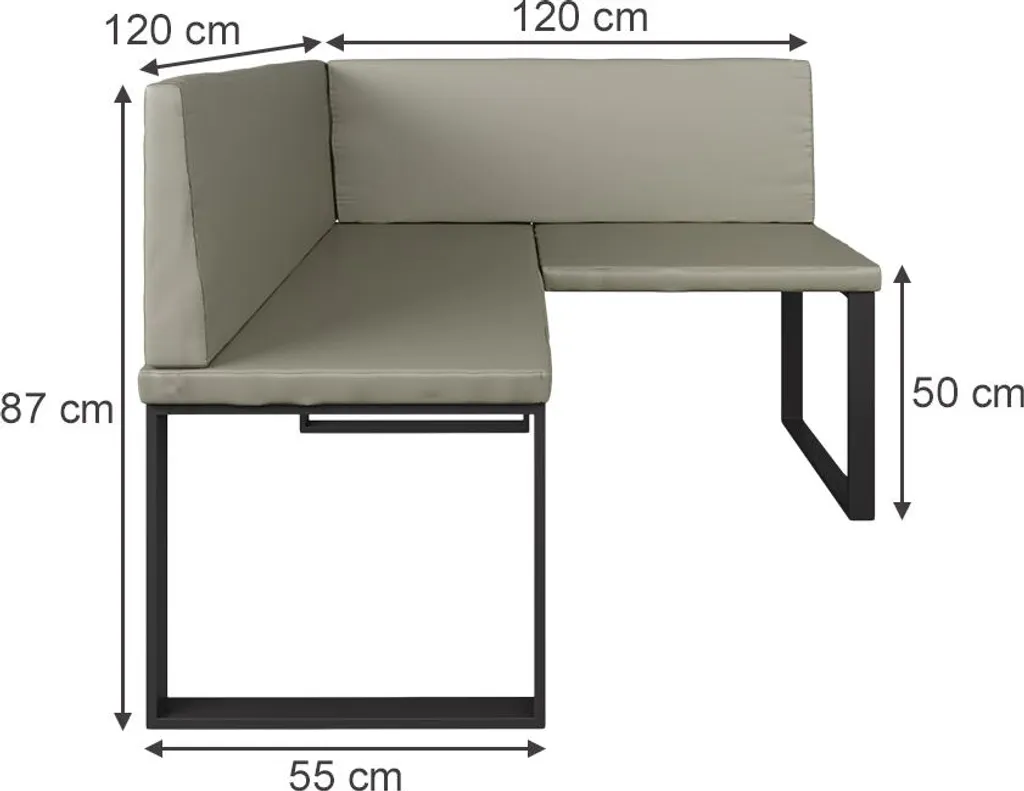 Banc d'angle compact Vicco Ravon 120cm pour optimiser votre coin repas
