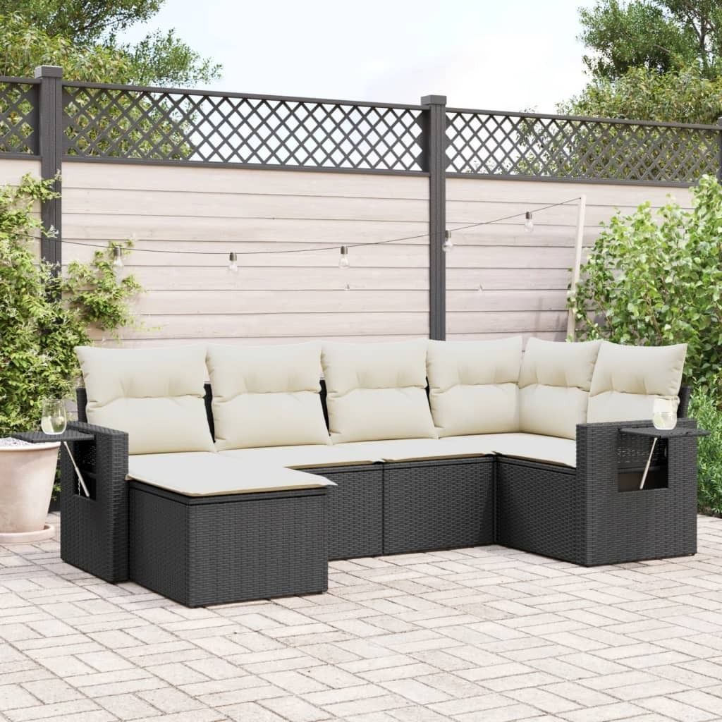 Maison Exclusive - 6-tlg. Garten-Sofagarnitur mit Kissen Schwarz Poly Rattan