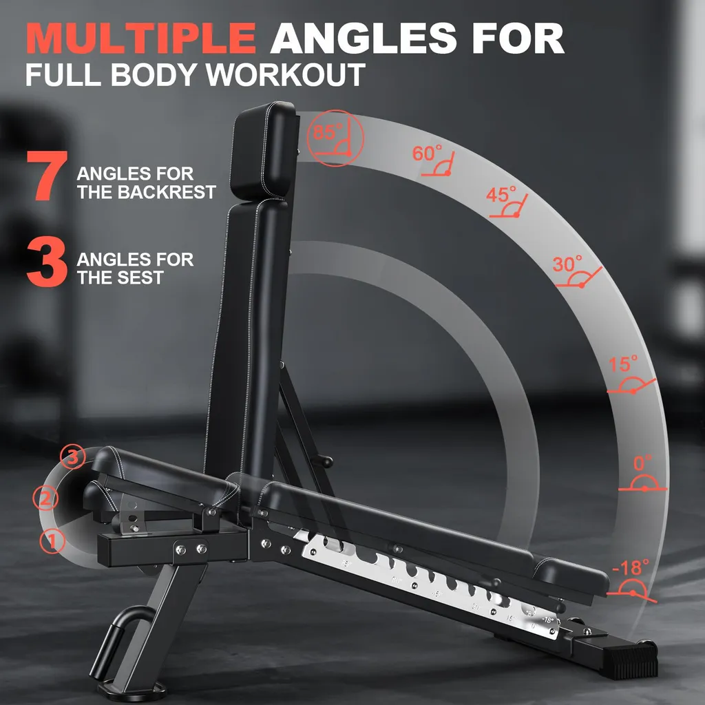 Banc de poids pliable multiposition pour musculation à la maison noir - 3