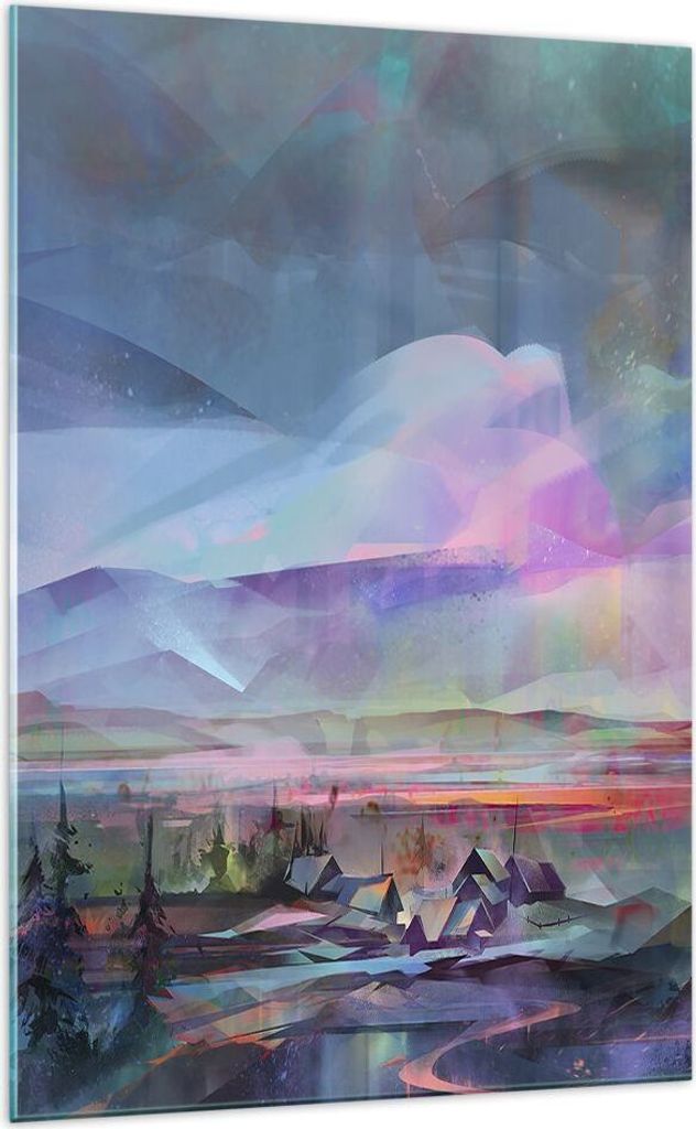 Bilder auf glas - Einteilig - Berge Baum Wasser - 70x100cm - Glasbilder - Wandbilder - Bilder - zum Aufhängen bereit - Wanddekoration aus Glas - G...