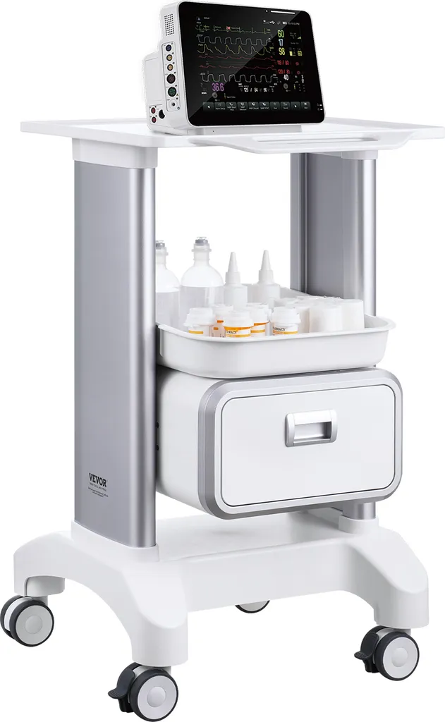 Chariot de Laboratoire Anti-Bruit en ABS pour Mobilité Hospitalière