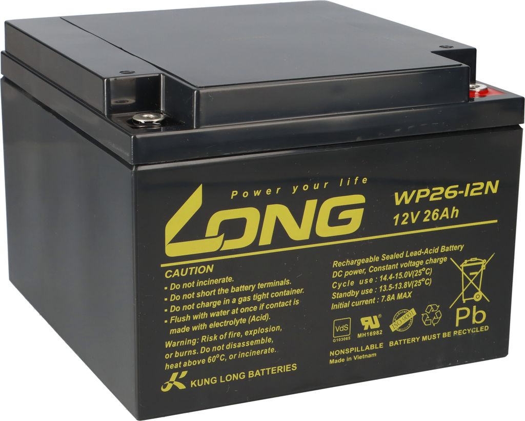 Akumulator AGM Kung Long WP26-12N-M, 12V, 26Ah, certyfikaty Zdjęcie produktu 