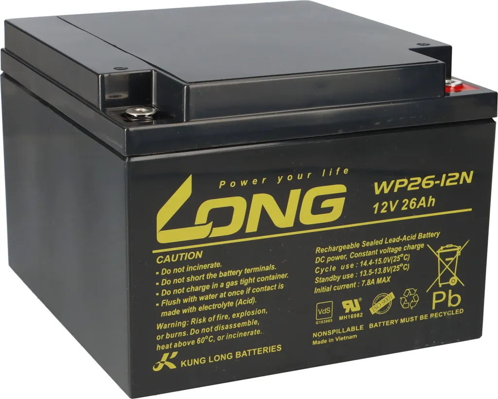 Batterie KungLong 12V 26Ah WP26-12N-M Plomb AGM avec Filetage Interne M5
