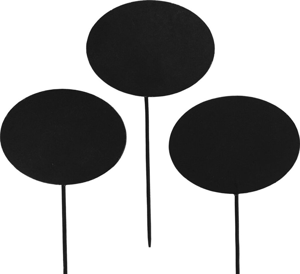 Beetstecker Gartenstecker Holzschilder Oval Schwarz 12er Set Pflanzenschilder Kräuterstecker, PK12 Stück