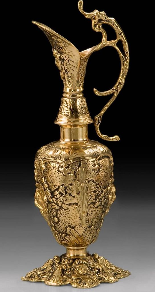 Casa Padrino Luxus Barock Vase in Weinkrug Form Gold 16 x H. 44 cm - Handgefertigte Bronze Blumenvase - Barock Deko Accessoires - Barock Interior -...