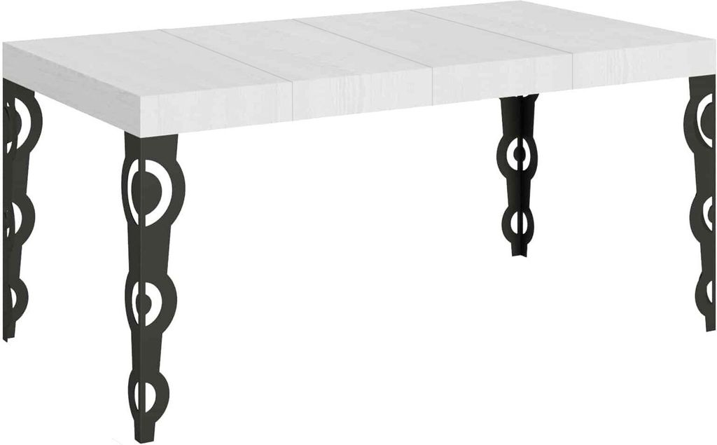 Karamay Premium Ausziehtisch 130/390x90 cm Esche weiß Beine anthrazit