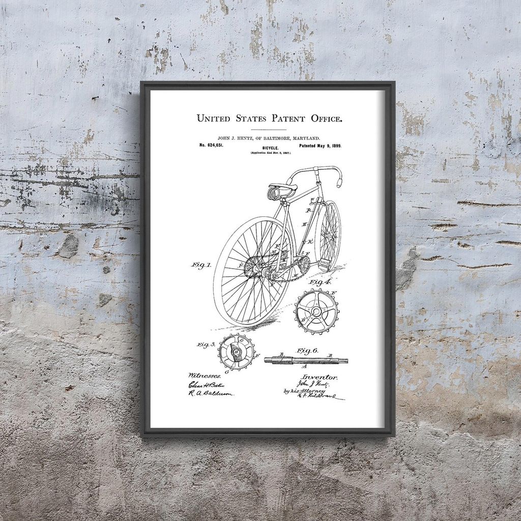 Poster - Canvas - Leinwand - 21 cm x 29,7 cm - Fotoposter - Leinwandkunst - Bike Hentz United States Patent