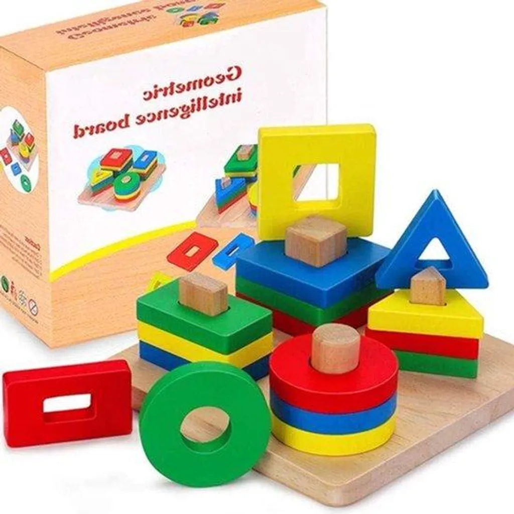 Set de tri Puzzles en bois 3 couleurs Jeu éducatif et géométrique enfant