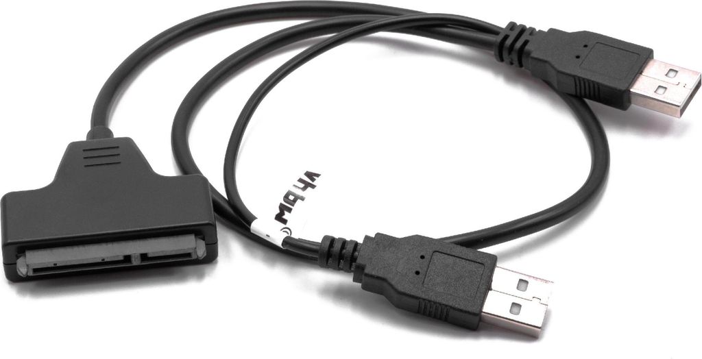 vhbw SATA zu USB Adapter, Anschlusskabel für 2'5" HDD Festplatten - Festplattenkabel, Plug & Play Fähig, Schwarz
