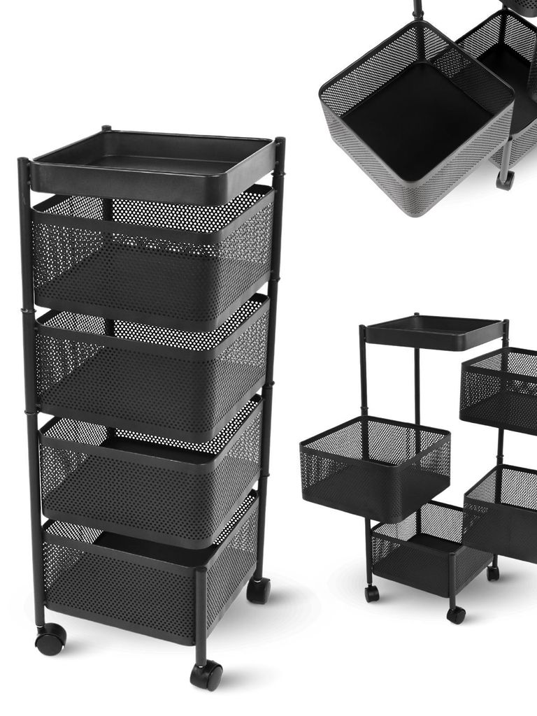 deluxe4home® Rollwagen Eckig mit 4 Ebenen I Gitterwagen Produktbild 