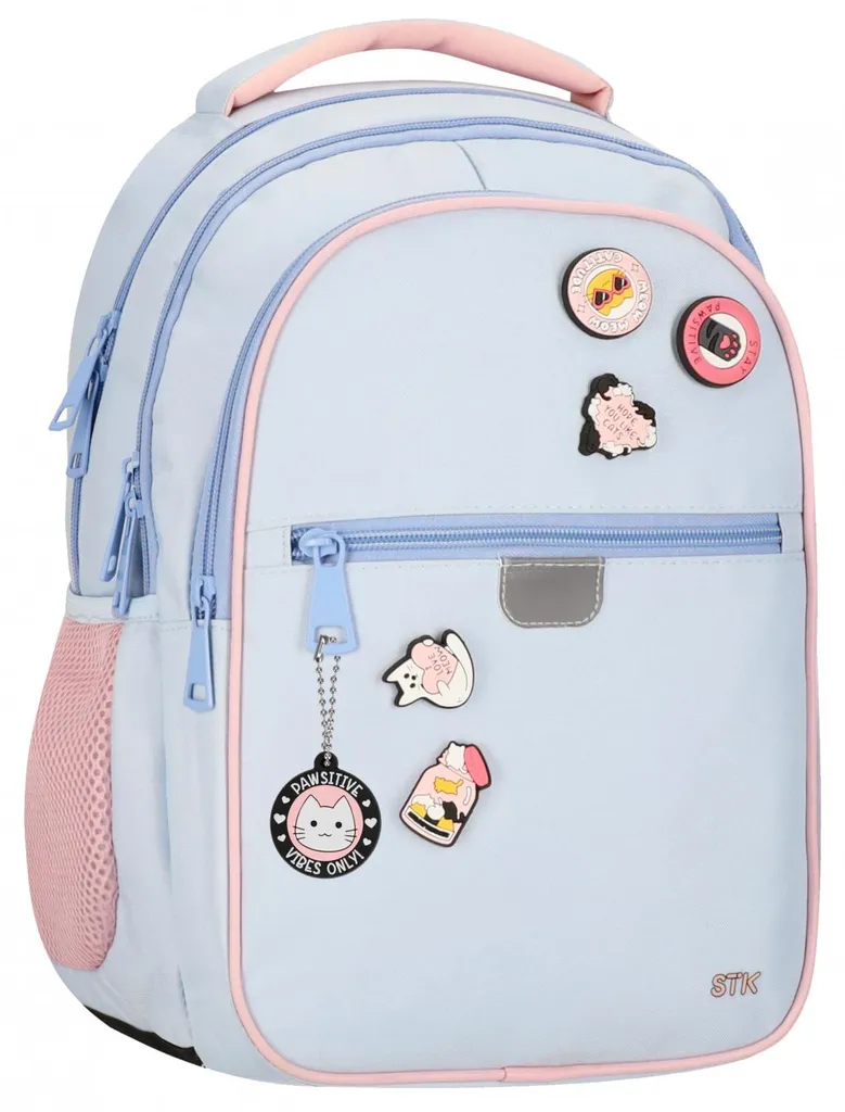 Sac à dos d'école bleu Starpak solide avec badges - Cartable résistant enfant