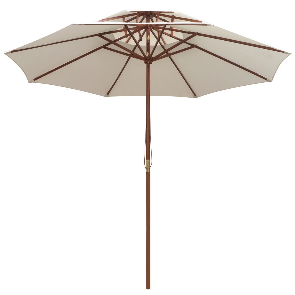 vidaXL Parasol double pont 270×270 cm mât en bois blanc Image du produit 