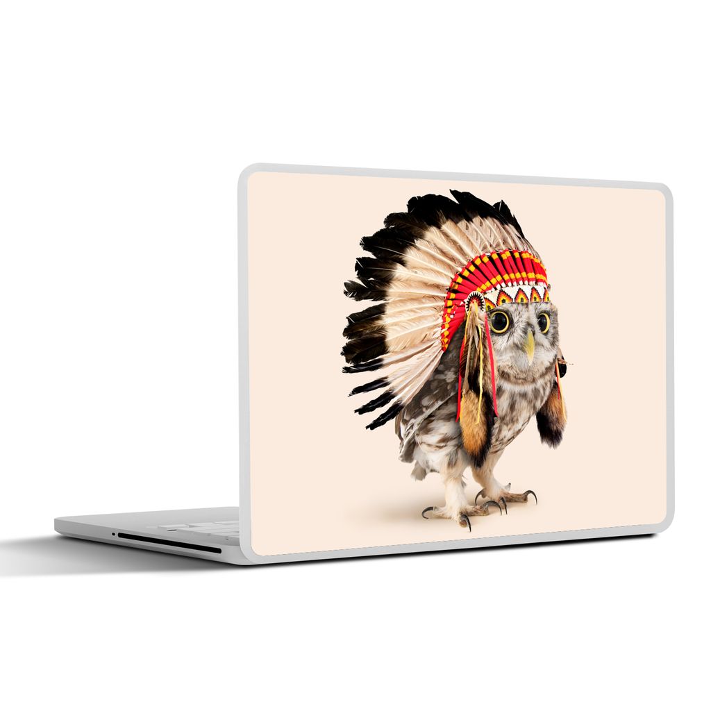 MuchoWow Laptop Aufkleber Sticker Cover Eule - Indianer - Federn - Tiere 31x22.5 cm - Laptop-Deko