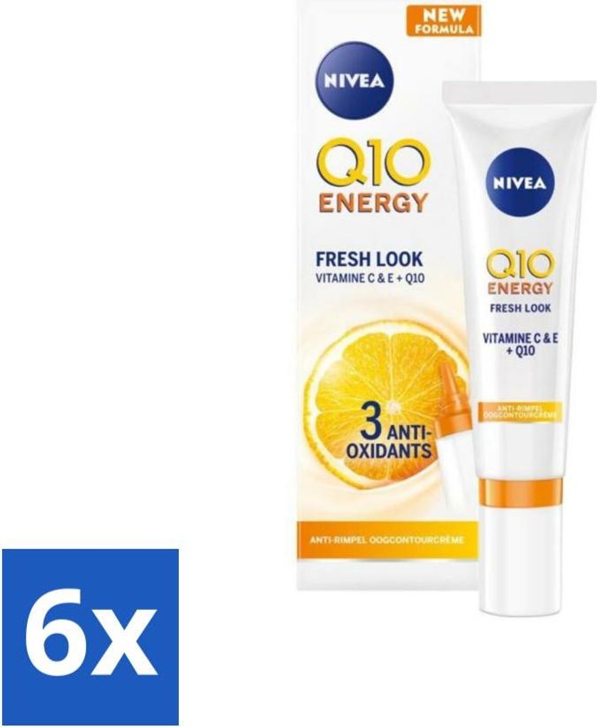 Nivea Q10 Energy Anti-Falten Augenkonturcreme - Vitamin C & E - 15 ml - Vorteilspack - 6 Stücke