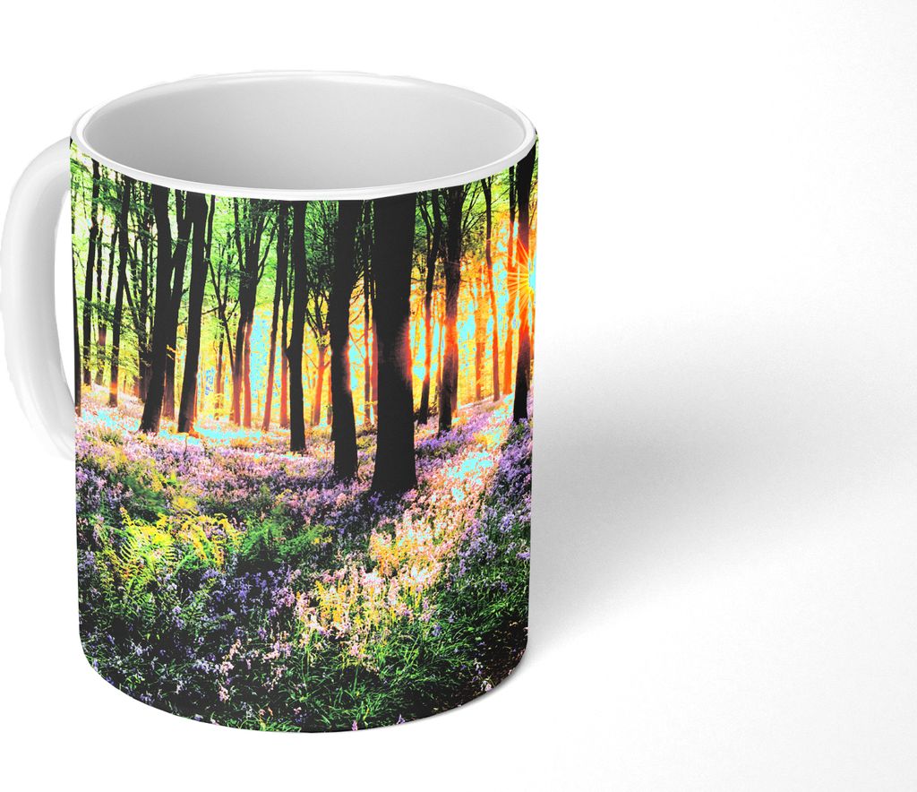 MuchoWow Tasse Kaffeetasse Kaffeebecher 350 ml Wald - Bäume - Blume Teetasse - Fototasse - Becher - Keramikbecher - Teebecher - Kaffeetasse - B...
