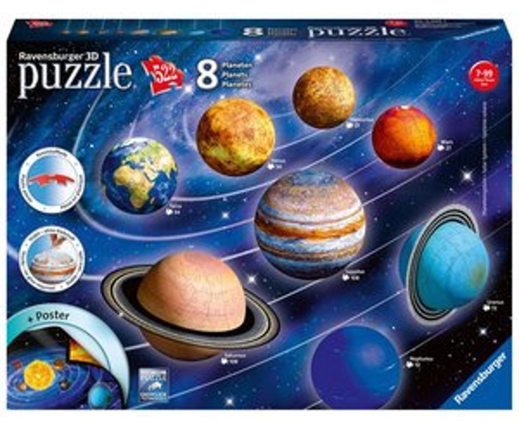 Ravensburger Puzzle 3D Système planétaire, 522 pièces Image du produit 