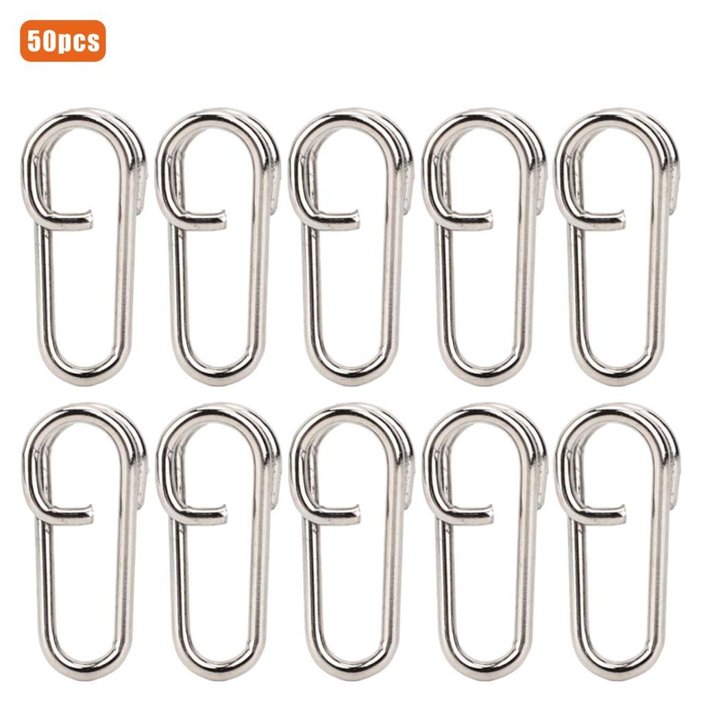 50PCS leistungsstarke ovale Angelclips aus Edelstahl mit Schnappverschluss, Verriegelungszubehör, große Größe