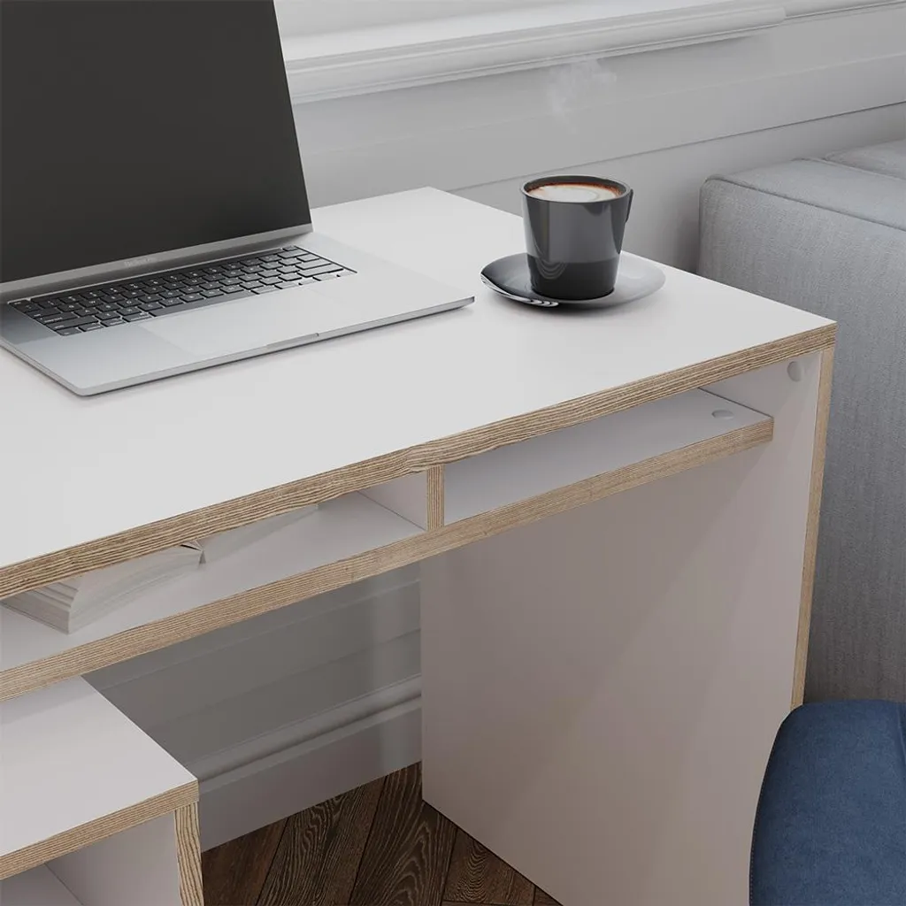 Bureau Vicco Tetrix Blanc 112x55cm avec 3 Compartiments Modèle 56544