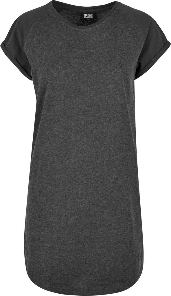 Urban Classics Kurzes Kleid Damen Ladies Contrast Raglan Tee Dress schwarz/grau M