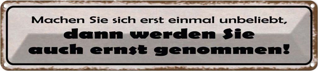 vianmo Blechschild 10x46 cm machen Sie sich erst unbeliebt Spruch Zitat